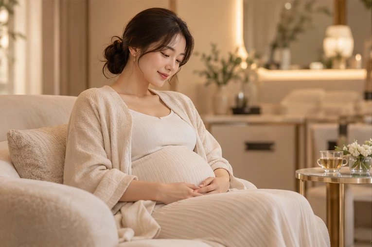 편안하게 상담받는 임산부를 표현한 이미지